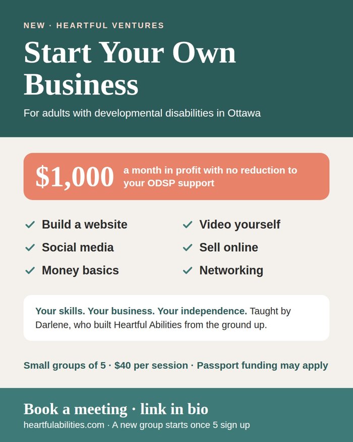 Heartful Ventures Start Your Own Business flyer